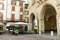 BERGAMO, ITALY - APRIL 2022: Piazza Vecchia in Bergamo city northeast of Milan.