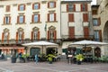 BERGAMO, ITALY - APRIL 2022: Piazza Vecchia in Bergamo city northeast of Milan.