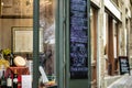 BERGAMO, ITALY - APRIL 2022: Wine shop on the narrow medieval street of Bergamo city northeast of Milan. Royalty Free Stock Photo