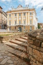 Bergamo, Italy - August 18, 2017: One of the beautiful city in Italy. The old and historical buildings at the upper town Royalty Free Stock Photo