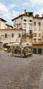 Bergamo, Italy - August 18, 2017: One of the beautiful city in Italy. The old and historical buildings at the upper town Royalty Free Stock Photo