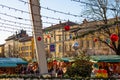 Bergamo, Italy,December 19, 2023 Christmas market and Ferris wheel Mercatini di Natale e ruota panoramica in Bergamo