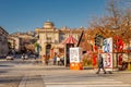 Bergamo, Italy,December 19, 2023 Christmas market and Ferris wheel Mercatini di Natale e ruota panoramica in Bergamo