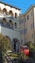 Bergamo, Italy. The Funicular from the lower city to the upper city. Scenic view from the venetian wall