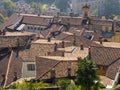 Bergamo, Italy. Landscape at the old town, the city center and roofs. Shot from the old fortress