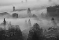 Bergamo, Italy. Lombardy. Amazing landscape of the fog rises from the plains and covers the old town Royalty Free Stock Photo