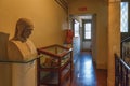 BERGAMO, ITALY - MAY 22, 2019: Interior with the gypsum bust of the famous poet Dante Alighieri in the Bergamo library Biblioteca