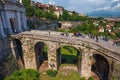 BERGAMO, ITALY - MAY 22, 2019: Stone bridge near the Porta San Giacomo gate in Bergamo. Its gate, leading through the Venetian Royalty Free Stock Photo