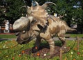 BERGAMO,ITALY, May 25: Triceratops statue in park in city of Bergamo Royalty Free Stock Photo