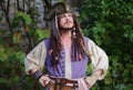 Bergamo, Italy: 27 October 2019: Actor posing in person cosplay Jack Sparrow