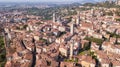 Bergamo, Italy. The old city. Drone aerial view of the fortress. One of the most famous landmark in Bergamo