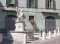 Bergamo, Italy, The Old city. The dolphin fountain in Pignolo street Royalty Free Stock Photo