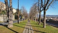 Bergamo, Italy. The Old town. One of the beautiful city in Italy. The tree lined avenue along the Venetian walls Royalty Free Stock Photo