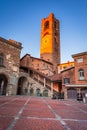 Bergamo, Italy - Piazza Vecchia in the upper town, Citta Alta at dusk, beautiful historical town in Lombardy Royalty Free Stock Photo