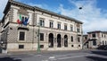 Bergamo, Italy. View of the facade of the Bank of Italy in the city center