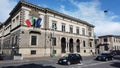 Bergamo, Italy. View of the facade of the Bank of Italy in the city center