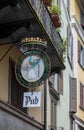 BERGAMO, LOMBARDY/ITALY - JUNE 25 : Hanging Pub Sign in Bergamo Royalty Free Stock Photo