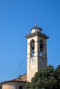 Belfry of St Vigilio church in Bergamo Italy on October 5, 2019