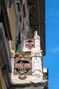 View of decorated balconies in Bergamo Italy on October 5, 2019