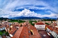 Bergamo Milano Italy from above. HDR artistic aerial image of th