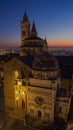 Bergamo, old city, aerial view of the Basilica of Santa Maria Maggiore and the chapel Colleoni during the sunset Royalty Free Stock Photo