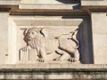 Bergamo - Old city. The Lion of Saint Marco symbol of the presence of Venice on the different buildings and monuments Royalty Free Stock Photo