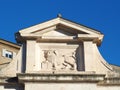 Bergamo - Old city. The Lion of Saint Marco symbol of the presence of Venice on the different buildings and monuments Royalty Free Stock Photo