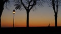 Bergamo old city. Lombardy, Italy. Silhouette of light pole during the sunset Royalty Free Stock Photo