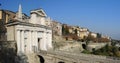 Bergamo, the old city. One of the beautiful city in Italy. Lombardia. Landscape on the old gate named Porta San Giacomo and histor