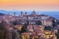 Bergamo Old Town, Lombardy, Italy, in dramatic sunrise light Royalty Free Stock Photo
