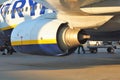 2019.03.25 Bergamo, Ryanair low cost airline in flight in Italy, airliner turbine