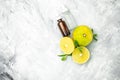 Bergamot essential oil and kaffir fruit for spa and hair treatment, hair loss problem, hairfall control, Nutrition organics Royalty Free Stock Photo