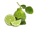 Bergamot fruit with cut in half isolated on white background. Clipping path Royalty Free Stock Photo