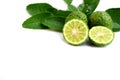 Bergamot fruit and Kaffir lime isolated on a white Royalty Free Stock Photo