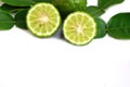 Bergamot fruit and Kaffir lime isolated on a white Royalty Free Stock Photo