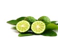 Bergamot fruit and Kaffir lime isolated on a white Royalty Free Stock Photo