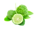 Bergamot fruit with leaf on white background Royalty Free Stock Photo