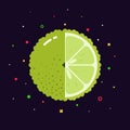 Bergamot fruit sphere with half slice logo, flat icon design template concept