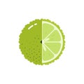 Bergamot fruit sphere with half slice logo, flat icon design template concept isolated on white background