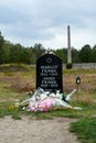 Symbolic gravestone of Anne and Margot Frank at the Bergen-Belsen memorial