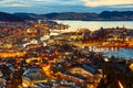 Bergen city at dusk Royalty Free Stock Photo