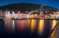 Bergen city with water at sunset