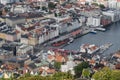 Bergen Fish market building from FlÃÂ¸yen Mountain Royalty Free Stock Photo