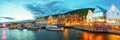 Bergen harbor panorama Royalty Free Stock Photo