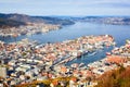 Bergen harbour aerial view Royalty Free Stock Photo