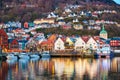 Bergen havn at sunset Royalty Free Stock Photo