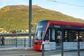 Bergen Light Rail - Bybanen and Ulriken Mount Royalty Free Stock Photo