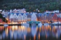 Bergen Night Scene, Norway Royalty Free Stock Photo