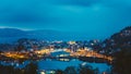 View Cityscape of Bergen and harbor from mountain top, Norway Royalty Free Stock Photo