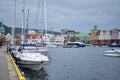 BERGEN, NORWAY - CIRCA JULY, 2017: sailing boats park at Bergen harbor Royalty Free Stock Photo